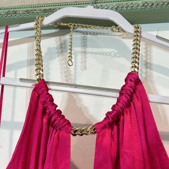 ASTR the label Women's Kazia Dress gold chain halter Size XL new with tag pink - Picture 6 of 12